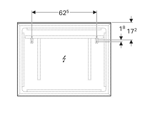 Technische Zeichnung eines Waschtischunterschranks mit Maßangaben