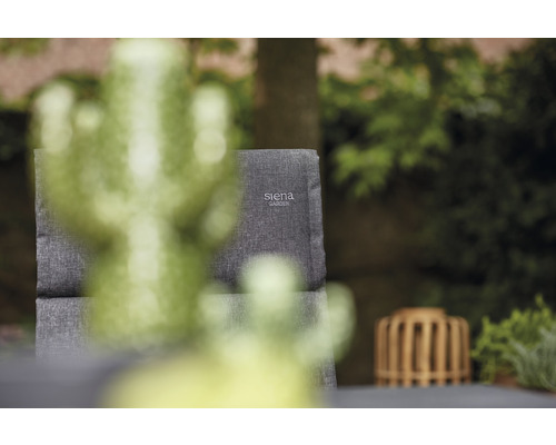 Chaise de jardin avec revêtement gris et logo Siena Garden