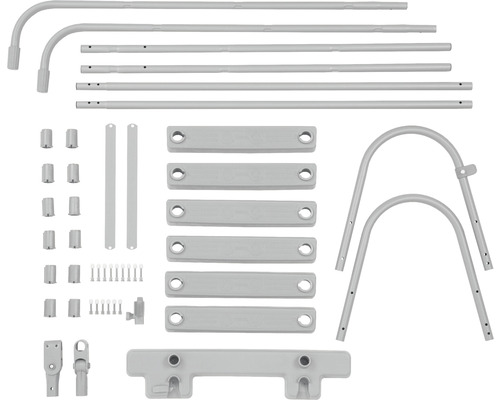 Einzelteile eines Wäscheständers aus Metall