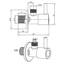 Robinet d'équerre 1/2" x 3/8" mat or-thumb-1