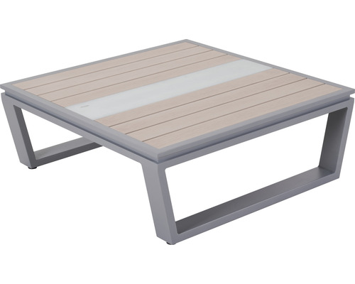 Quadratischer Gartentisch mit Holzoptik und Aluminiumgestell
