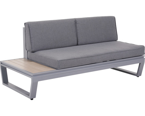 Gartensofa mit Aluminiumrahmen und grauen Polstern