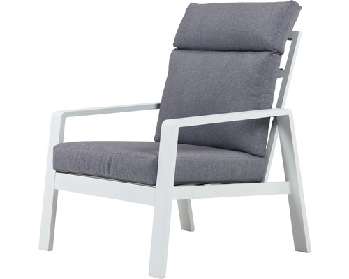 Chaise de jardin avec accoudoirs et coussins gris