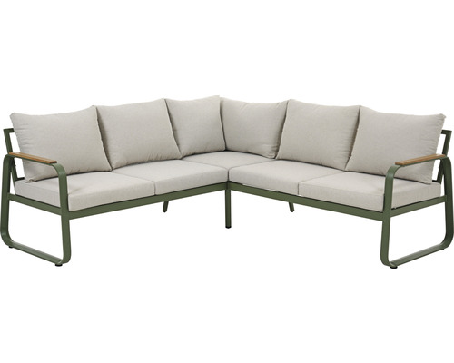 Canapé d''angle avec cadre en métal et coussins rembourrés pour l''extérieur