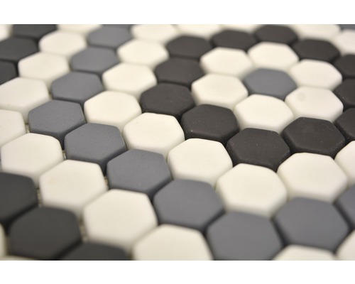 Carreaux de mosaïque hexagonaux dans les tons de gris