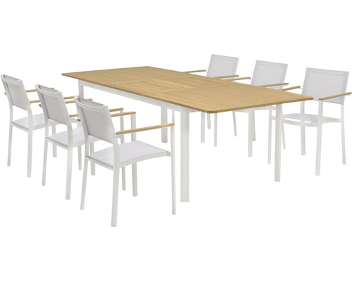 Table de jardin avec chaises Garden Place 8 places comprenant 8 chaises,table aluminium bois textile bois