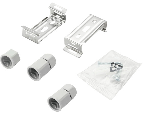 Befestigungsmaterial für Elektroinstallationen, inklusive Halterungen, Kabelverschraubungen und Schrauben