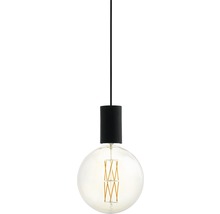 Suspension avec ampoule ronde et baldaquin noir