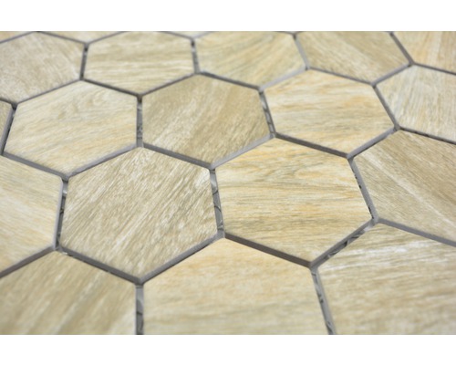 Carreaux de mosaïque aspect bois en forme d''hexagone