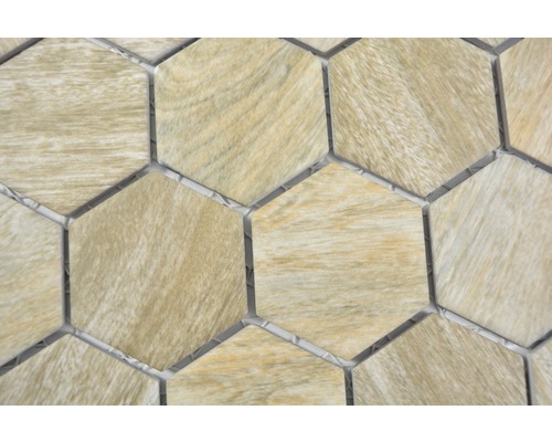 Carreau de mosaïque hexagonal aspect bois