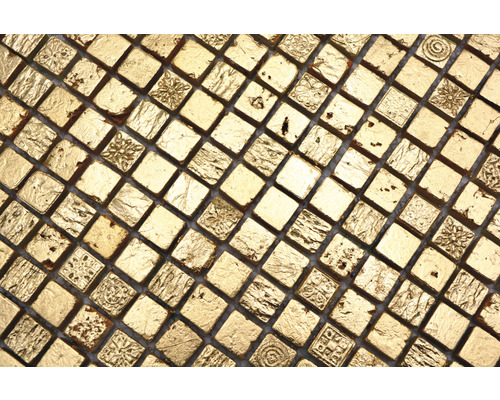 Carreaux de mosaïque dorés carrés avec différents motifs