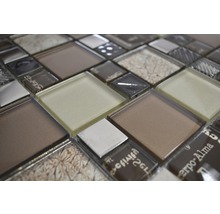 Mosaïque en verre XCM MC539 29,8x29,8 cm argent/beige/marron