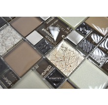 Mosaïque en verre XCM MC539 29,8x29,8 cm argent/beige/marron