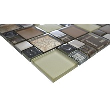 Mosaïque en verre XCM MC539 29,8x29,8 cm argent/beige/marron