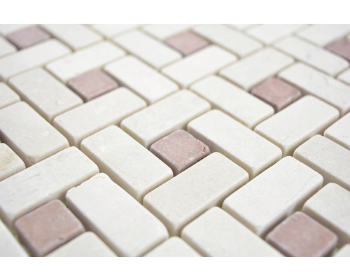 Carreaux de mosaïque en motif à chevrons avec accents carrés
