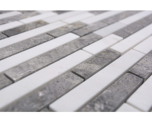 Carreaux de mosaïque en marbre de couleur grise et blanche