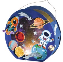 Lanterne spatiale avec fusée, astronaute et motifs de planètes