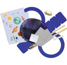 Kit de bricolage sur le thème de l''espace avec autocollants, bâtons en bois et éclairage