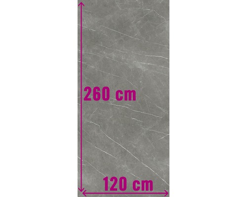 Carrelage sol et mur XXL Always Dark Natural 120x260 cm Grand carreau mural gris avec texture de marbre, 260 cm de haut et 120 cm de large