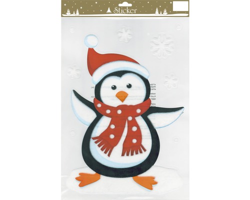 Autocollant de fenêtre pingouin avec bonnet et écharpe