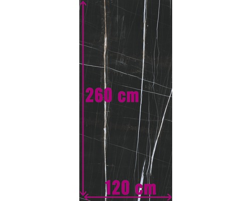 Carrelage pour mur et sol en grès cérame fin Scandium Black poli 120 x 260 cm 7mm