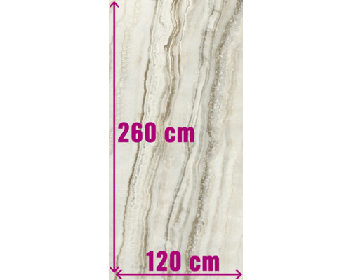 Carrelage XXL sol et mur en grès cérame fin Athen white poli 120 x 260 cm 7 mm