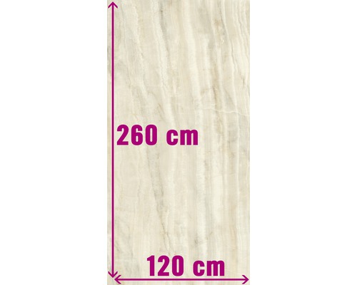 XXL Feinsteinzeug Wand- und Bodenfliese Venato Panna poliert 120 x 260 cm 7 mm