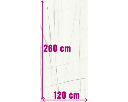 XXL Feinsteinzeug Wand- und Bodenfliese Scandium white poliert 120 x 260 cm 7 mm