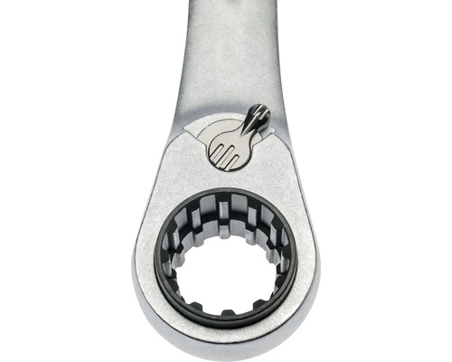 Vue détaillée d''une clé polygonale à cliquet.