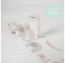 Selbstklebende Kinderzimmer Bordüre mit Elefanten Motiv, 15,5 cm hoch und 500 cm lang