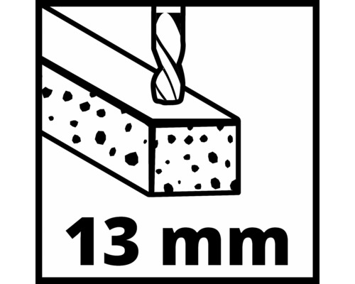 Symbol für Bohren in Beton bis zu 13 Millimeter Durchmesser.
