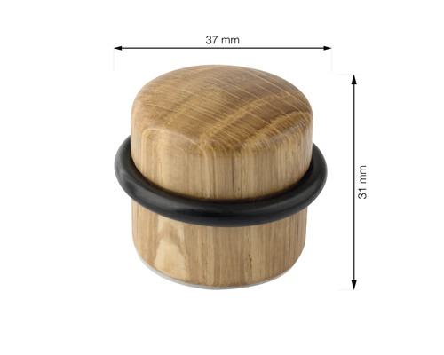 Butoir de porte en bois mesurant 37 mm sur 31 mm.