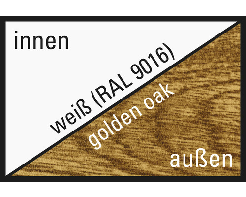 Innenbereich Weiß RAL 9016, Außenbereich Goldene Eiche