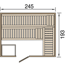 Massivholzsauna Weka Kemi GT Gr.5 inkl. 7,5 kW Bio Ofen u.digitaler Steuerung mit graphitfarbeneer Ganzglastüre