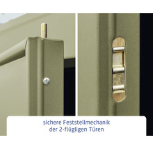 Gartenhaus Hörmann EcoStar Elegant inkl. Alu-Bodenrahmenprofil M984, Typ 2, RAL6013 Einzeltür 247,9 x 283,4 cm schilfgrün