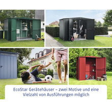 Gartenhaus Hörmann EcoStar Elegant inkl. Alu-Bodenrahmenprofil M984, Typ 2, RAL6013 Einzeltür 247,9 x 283,4 cm schilfgrün