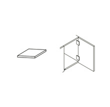 Schematische Darstellung einer Duschwand mit Eckeinstieg und quadratischer Duschablage