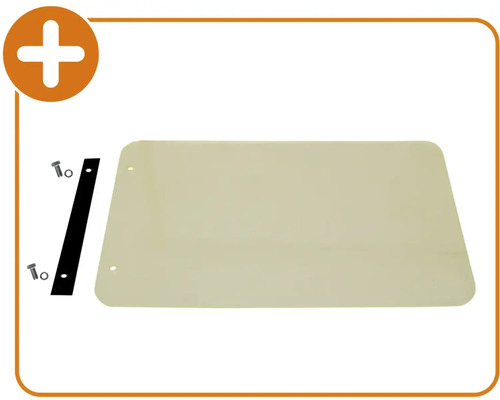 Eine Abdeckplatte mit Montagematerial