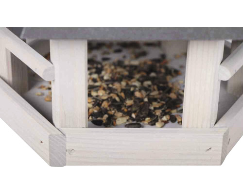 Maison pour oiseaux avec nourriture pour oiseaux