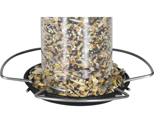 Vogelfutterspender gefüllt mit Vogelfutter