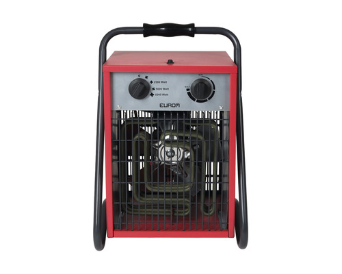 Radiateur électrique soufflant avec poignée de transport et boutons de réglage de la puissance de chauffage