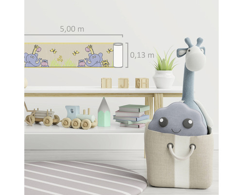 Chambre d''enfant avec bordure d''animaux, longueur 5,00 mètres, hauteur 0,13 mètre