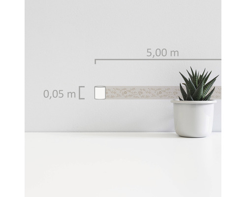 Frise de papier peint à motif floral, rouleau de cinq mètres de long