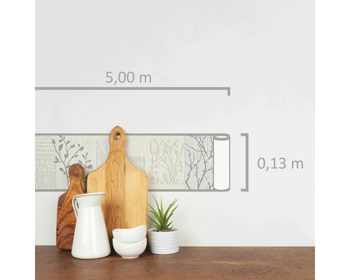 Frise à motif floral, longueur du rouleau 5,00 mètres, hauteur du rouleau 0,13 mètre