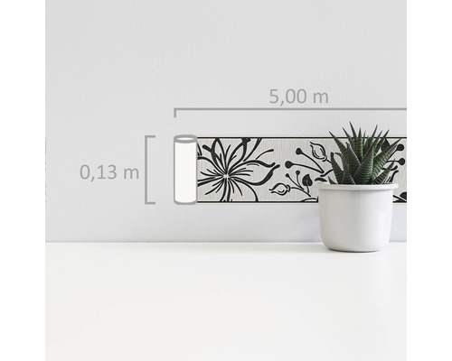 Bordure à motif floral, 5 mètres de long, 0,13 mètre de large