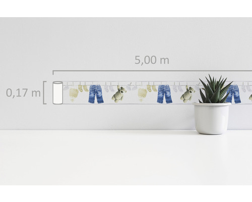 Bordure avec motif de vêtements et dimensions 0,17 mètre sur 5,00 mètres