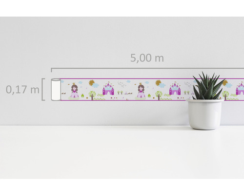 Bordure avec motif de princesses, longueur 5 mètres, hauteur 0,17 mètre