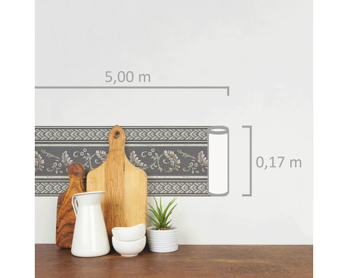 Bordure décorative à motif floral, longueur 5,00 m et largeur 0,17 m.