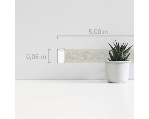 Bordure avec motif floral, 5,00 m de longueur et 0,08 m de largeur