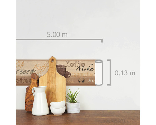 Bordüre mit Kaffeemotiven, 5,00 m lang und 0,13 m breit